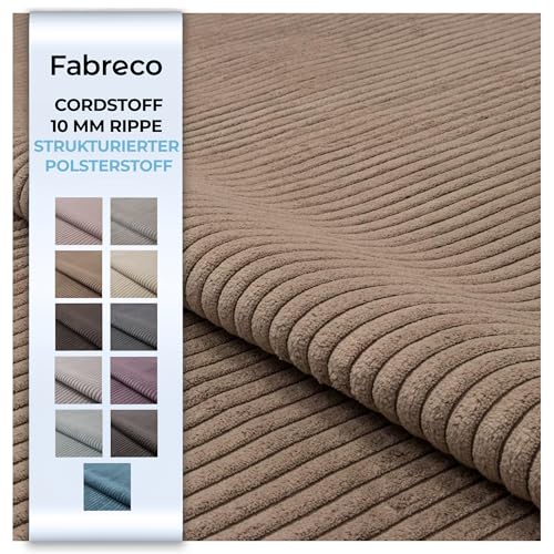 Fabreco LINKO Polsterstoff, Breitcord-Optik, Samtstoff, Möbel, Sitzbezug, Superweicher Stoff, Dekostoff, Meterware 140 cm breit, Gewicht 520 g/lfm - Cappuccino 17 von Fabreco