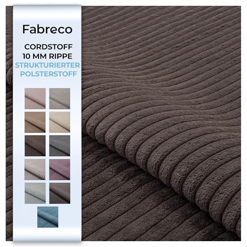 Fabreco LINKO Polsterstoff, Breitcord-Optik, Samtstoff, Möbel, Sitzbezug, Superweicher Stoff, Dekostoff, Meterware 140 cm breit, Gewicht 520 g/lfm - Dunkelbraun 29 von Fabreco