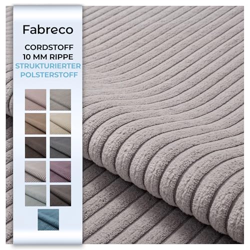 Fabreco LINKO Polsterstoff, Breitcord-Optik, Samtstoff, Möbel, Sitzbezug, Superweicher Stoff, Dekostoff, Meterware 140 cm breit, Gewicht 520 g/lfm - Hellgrau 86 von Fabreco