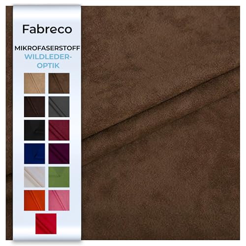 Fabreco ALVELLA Microfaser, Verlours, Möbelstoff, Polsterstoff, Dekostoff, Uni, Meterware 148 cm breit - Braun von Fabreco