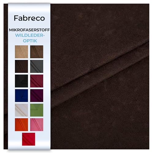 Fabreco ALVELLA Microfaser, Verlours, Möbelstoff, Polsterstoff, Dekostoff, Uni, Meterware 148 cm breit - Dunkelbraun von Fabreco