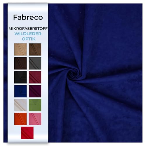 Fabreco ALVELLA Microfaser, Verlours, Möbelstoff, Polsterstoff, Dekostoff, Uni, Meterware 148 cm breit - Blau von Fabreco