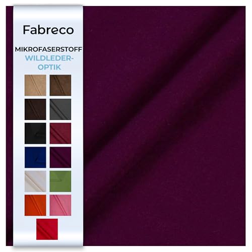 Fabreco ALVELLA Microfaser, Verlours, Möbelstoff, Polsterstoff, Dekostoff, Uni, Meterware 148 cm breit - Dunkelviolett von Fabreco