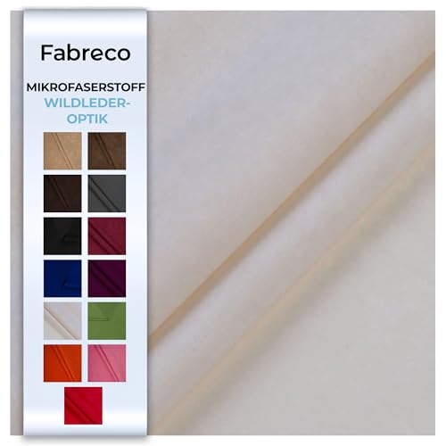 Fabreco ALVELLA Microfaser, Verlours, Möbelstoff, Polsterstoff, Dekostoff, Uni, Meterware 148 cm breit - Ekru von Fabreco