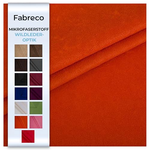Fabreco ALVELLA Microfaser, Verlours, Möbelstoff, Polsterstoff, Dekostoff, Uni, Meterware 148 cm breit - Orange von Fabreco