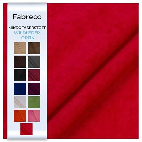 Fabreco ALVELLA Microfaser, Verlours, Möbelstoff, Polsterstoff, Dekostoff, Uni, Meterware 148 cm breit - Rot von Fabreco