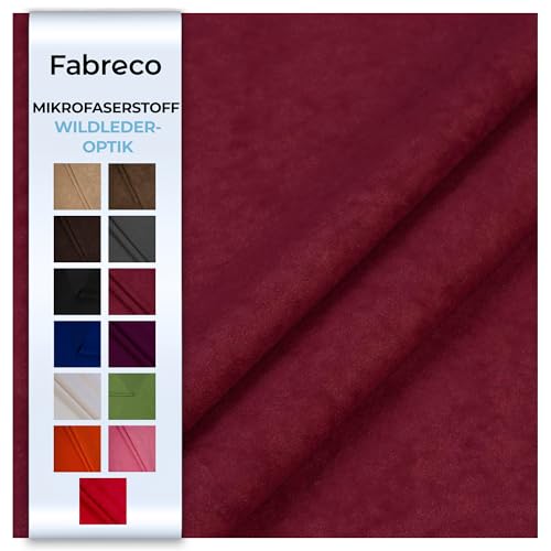 Fabreco ALVELLA Microfaser Meterware 5 M x 148 cm breit, Verlours, Möbelstoff, Polsterstoff, Dekostoff, Uni - Weinrot von Fabreco