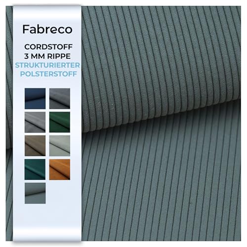 Fabreco CORDSTOFF Meterware TORANOS (500 cm x 142 cm) – Gewicht 330 g/m2 – Feincord Stoff Meterware für Sofa & Stühle – Polsterstoff für Möbelstoff – Möbelstoffe, Dekostoff & Stoffe DIY (Türkis) von Fabreco