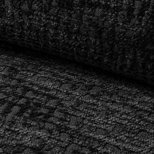 Fabreco FROLISA Polsterstoff – Chenille-Stoff mit Muster, Dekostoff Meterware, 142 cm breit, strapazierfähiger Möbelstoff für Wohnzimmer, Gewicht 370g/m² - Schwarz von Fabreco