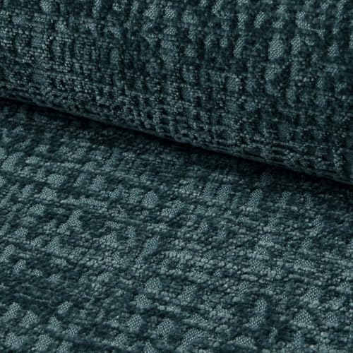 Fabreco FROLISA Polsterstoff – Chenille-Stoff mit Muster, Dekostoff Meterware, 142 cm breit, strapazierfähiger Möbelstoff für Wohnzimmer, Gewicht 370g/m² - Türkis von Fabreco