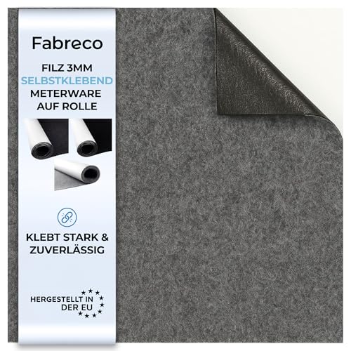 Fabreco - Filz Meterware 3mm Dicke (5 M x 150 cm) – Klebefilz & Filzstoff für Möbel, Schutz & Dekoration | Bastelfilz perfekt als Filzgleiter, Filzmatte & Vliesstoff (Grau) von Fabreco