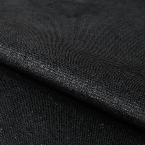 Fabreco KRONTOS Microfaser Velours Meterware 3 M x 145 cm breit – Weicher und strapazierfähiger Möbelstoff, vielseitiger Polsterstoff und Samtstoff in Uni-Farben, ideal für Sofas und Stühle - Schwarz von Fabreco