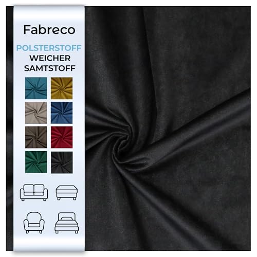 Fabreco - Samtstoff Meterware KRONTOS (100 x 145 cm) - Polsterstoff Möbelstoff Meterware – Bezugsstoff Möbelstoff - Stoffe zum Nähen - Weicher Samt Stoffe für Stühle & Sofa Beziehen (Schwarz) Fabreco - Samtstoff Meterware KRONTOS (100 x 145 cm) - Polsterstoff Möbelstoff Meterware – Bezugsstoff Möbelstoff - Stoffe zum Nähen - Weicher Samt Stoffe für Stühle & Sofa Beziehen (Schwarz) von Fabreco