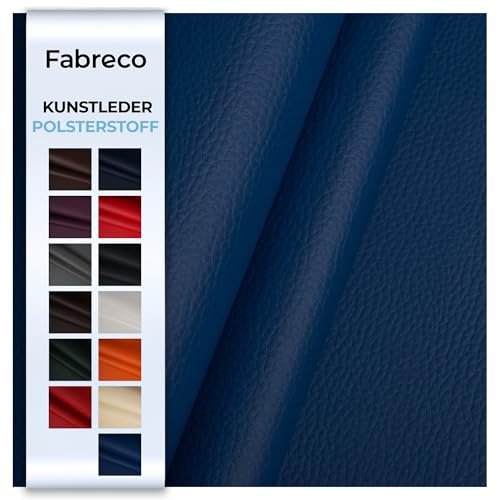Fabreco - KUNSTLEDER Meterware (3 M x 140 cm) – Lederimitat in Lederoptik - Bezugsstoff Meterware für Möbelstoffe - Stoffe für Stühle Beziehen - Polsterstoff, Polsterbezug & Möbelstoff (Blau) von Fabreco