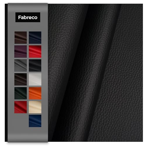 Fabreco - KUNSTLEDER Meterware (3 M x 140 cm) – Lederimitat in Lederoptik - Bezugsstoff Meterware für Möbelstoffe - Stoffe für Stühle Beziehen - Polsterstoff, Polsterbezug & Möbelstoff (Schwarz) von Fabreco