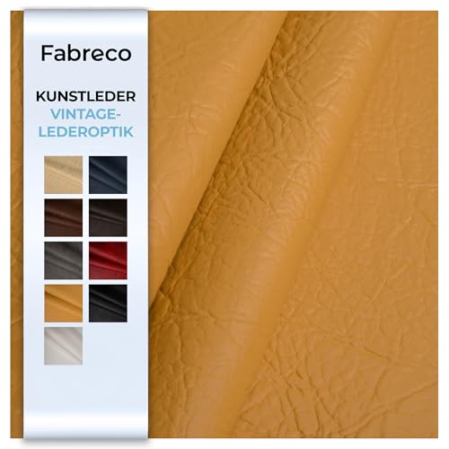 Fabreco - KUNSTLEDER Meterware MAMMUT (5 M x 140 cm) – Lederimitat in Lederoptik - Polsterstoff & Bezugsstoff Meterware für Möbelstoffe - Stoffe für Stühle Beziehen (Sand) von Fabreco