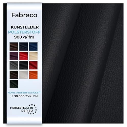 Fabreco - KUNSTLEDER Meterware - Breite 140 cm – Lederimitat in Lederoptik - Bezugsstoff Meterware für Möbelstoffe - Stoffe für Stühle Beziehen - Polsterstoff, Polsterbezug & Möbelstoff (Grau) von Fabreco