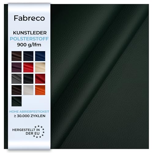 Fabreco - KUNSTLEDER Meterware - Breite 140 cm – Lederimitat in Lederoptik - Bezugsstoff Meterware für Möbelstoffe - Stoffe für Stühle Beziehen - Polsterstoff, Polsterbezug & Möbelstoff (Grün) von Fabreco