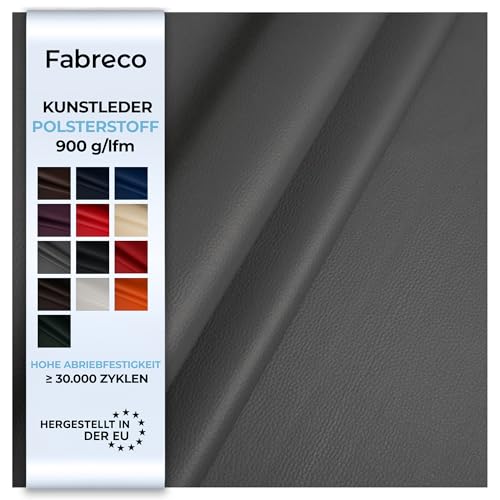 Fabreco - KUNSTLEDER Meterware - Breite 140 cm – Lederimitat in Lederoptik - Bezugsstoff Meterware für Möbelstoffe - Stoffe für Stühle Beziehen - Polsterstoff, Polsterbezug & Möbelstoff (Hellgrau) von Fabreco