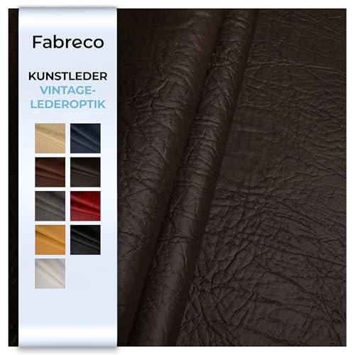 Fabreco - KUNSTLEDER Meterware MAMMUT (5 M x 140 cm) – Lederimitat in Lederoptik - Polsterstoff & Bezugsstoff Meterware für Möbelstoffe - Stoffe für Stühle Beziehen (Dunkelbraun) von Fabreco