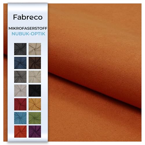 Fabreco NUBUK Polsterstoff Meterware 148 cm breit, 100% Polyester, Gewicht 300 g/lfm, Microfaser, Velourleder ideal als oder Möbelstoff für Sofakissen, Polsterbezüge - Lachsrosa von Fabreco