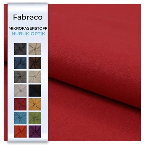 Fabreco NUBUK Polsterstoff Meterware 148 cm breit, 100% Polyester, Gewicht 300 g/lfm, Microfaser, Velourleder ideal als oder Möbelstoff für Sofakissen, Polsterbezüge - Rot Fabreco NUBUK Polsterstoff Meterware 148 cm breit, 100% Polyester, Gewicht 300 g/lfm, Microfaser, Velourleder ideal als oder Möbelstoff für Sofakissen, Polsterbezüge - Rot von Fabreco