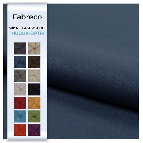 Fabreco NUBUK Polsterstoff Meterware 3 M x 148 cm breit, 100% Polyester, Gewicht 300 g/lfm, Microfaser, Velourleder ideal als oder Möbelstoff für Sofakissen, Polsterbezüge - Blau von Fabreco