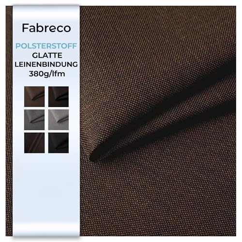 Fabreco - Polsterstoff Meterware SAWANA (100 x 148cm) | Stoff Meterware in Leinen-Optik | Strukturstoff Webstoff Möbelstoff | Robuster & pflegeleichter Stoffe für Sofa, Sessel & Deko (Braun) von Fabreco