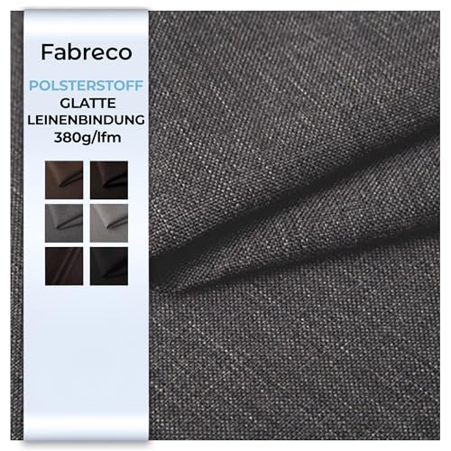 Fabreco - Polsterstoff Meterware SAWANA (100 x 148cm) | Stoff Meterware in Leinen-Optik | Strukturstoff Webstoff Möbelstoff | Robuster & pflegeleichter Stoffe für Sofa, Sessel & Deko (Grau) von Fabreco