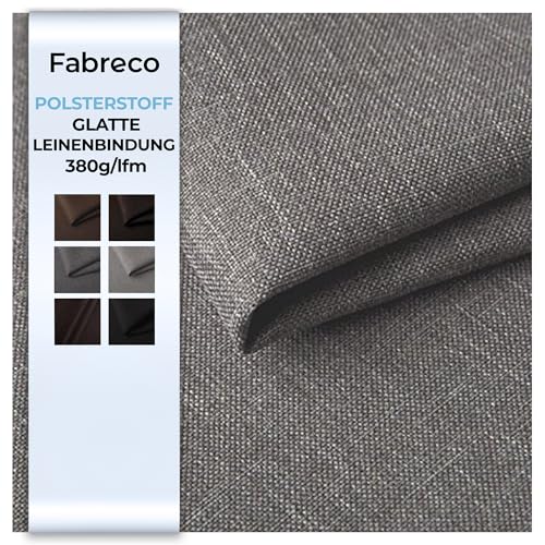 Fabreco - Polsterstoff Meterware SAWANA (100 x 148cm) | Stoff Meterware in Leinen-Optik | Strukturstoff Webstoff Möbelstoff | Robuster & pflegeleichter Stoffe für Sofa, Sessel & Deko (Hellgrau) von Fabreco