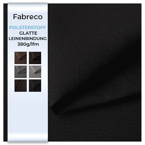 Fabreco - Polsterstoff Meterware SAWANA (100 x 148cm) | Stoff Meterware in Leinen-Optik | Strukturstoff Webstoff Möbelstoff | Robuster & pflegeleichter Stoffe für Sofa, Sessel & Deko (Schwarz) von Fabreco