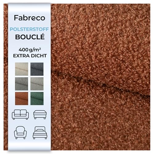 Fabreco - Polsterstoff Meterware ZENDAUR - Breite 142cm – Bezugsstoff & Polsterstoff Möbelstoff Meterware: Bouclé Stoff - Plüschstoff für Sitzbank, Stühle, Sofastoffe & DIY - Robust & Weich (Rotbraun) Fabreco - Polsterstoff Meterware ZENDAUR - Breite 142cm – Bezugsstoff & Polsterstoff Möbelstoff Meterware: Bouclé Stoff - Plüschstoff für Sitzbank, Stühle, Sofastoffe & DIY - Robust & Weich (Rotbraun) von Fabreco