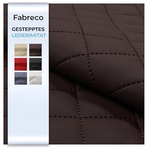 Fabreco - KUNSTLEDER Meterware RAINPIK (1 M x 140 cm) – Gestepptes Lederimitat in Lederoptik - Polsterstoff & Bezugsstoff Meterware für Möbelstoffe - Stoffe für Stühle Beziehen (Braun) von Fabreco