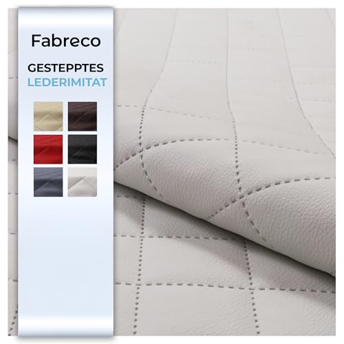 Fabreco - KUNSTLEDER Meterware RAINPIK (1 M x 140 cm) – Gestepptes Lederimitat in Lederoptik - Polsterstoff & Bezugsstoff Meterware für Möbelstoffe - Stoffe für Stühle Beziehen (Weiß) von Fabreco