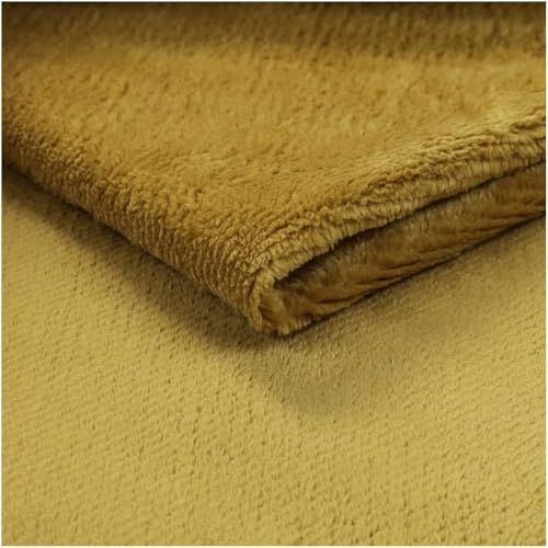 Fabreco SOROEN Polsterstoff Meterware – Weicher Plüsch-Stoff, 140 cm breit, vielseitiger Möbelstoff für Sofas, Sitzkissen, Polsterbezüge und Dekoration - Gelborange von Fabreco