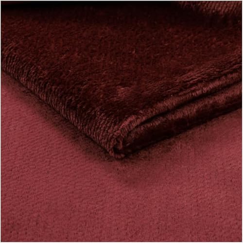 Fabreco SOROEN Polsterstoff Meterware – Weicher Plüsch-Stoff, 140 cm breit, vielseitiger Möbelstoff für Sofas, Sitzkissen, Polsterbezüge und Dekoration - Weinrot von Fabreco