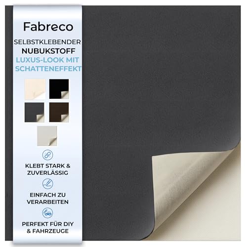 Fabreco – Selbstklebender Stoff - NUBUK 300 g/lfm | Dachhimmel Stoff Selbstklebend | Velourstoff Zum Kleben – 50 x 148 cm | Mikrofaser Samtstoff Selbstklebend für Auto, Möbel & DIY – Dunkelgrau Fabreco – Selbstklebender Stoff - NUBUK 300 g/lfm | Dachhimmel Stoff Selbstklebend | Velourstoff Zum Kleben – 50 x 148 cm | Mikrofaser Samtstoff Selbstklebend für Auto, Möbel & DIY – Dunkelgrau von Fabreco