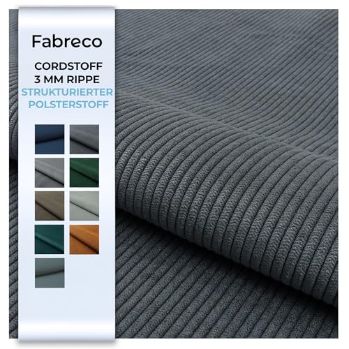 Fabreco TORANOS Polsterstoff Meterware 142 cm breit, 100% Polyester, Gewicht 330 g/m2, Cord-Strukturstoff ideal für Vorhänge oder Möbelstoff für Sofakissen, Polsterbezüge und Sitzkissen - Dunkelgrau Fabreco TORANOS Polsterstoff Meterware 142 cm breit, 100% Polyester, Gewicht 330 g/m2, Cord-Strukturstoff ideal für Vorhänge oder Möbelstoff für Sofakissen, Polsterbezüge und Sitzkissen - Dunkelgrau von Fabreco