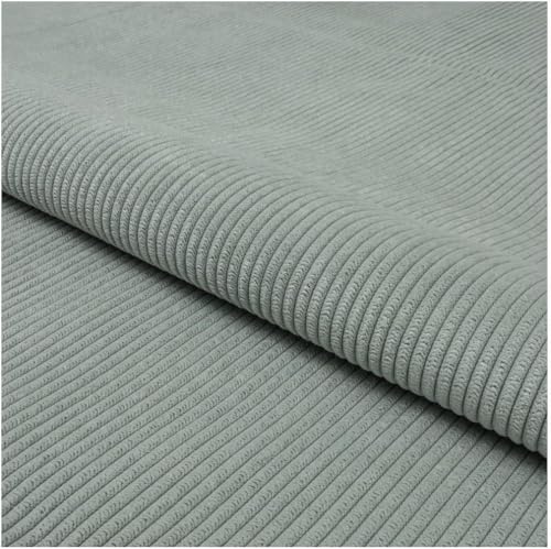 Fabreco TORANOS Polsterstoff Meterware 5 M x 142 cm breit, 100% Polyester, Gewicht 330 g/m2, Cord-Strukturstoff ideal für Vorhänge oder Möbelstoff für Sofakissen, Polsterbezüge & Sitzkissen - Hellgrau von Fabreco