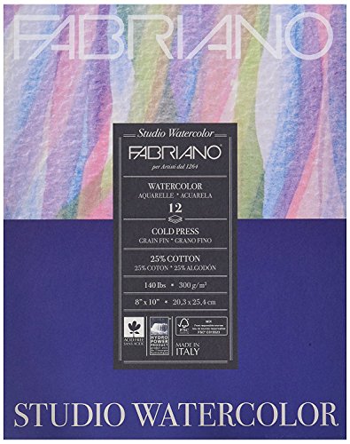 Fabriano 91230020 Klebebandbindung, säurefrei, Kaltpress-Studio-Aquarellblock, 12 Blatt, 63,5 kg, 20,3 x 25,4 cm Fabriano 91230020 Klebebandbindung, säurefrei, Kaltpress-Studio-Aquarellblock, 12 Blatt, 63,5 kg, 20,3 x 25,4 cm von Fabriano