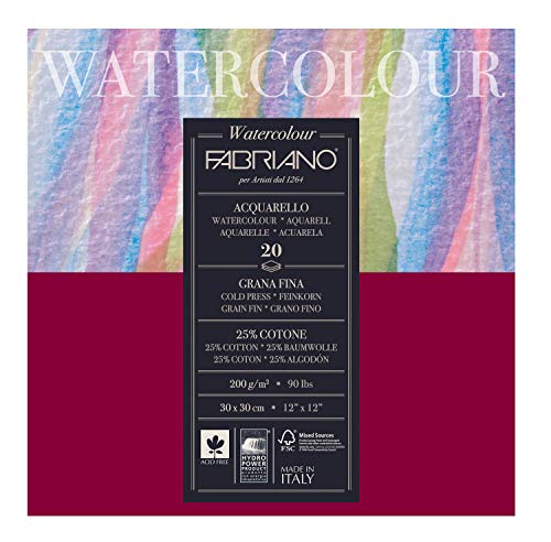 Fabriano Aquarellpapier, Baumwolle, weiß, 30 x 30 x 0.5 cm Fabriano Aquarellpapier, Baumwolle, weiß, 30 x 30 x 0.5 cm von Fabriano