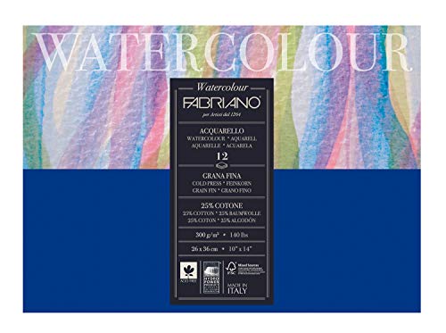 Honsell 17312636 - Fabriano Watercolour Aquarellkarton, 300 g/m², 26 x 36 cm, 12 Blatt, Block kopfgeleimt, naturweiß, Feinkorn, säurefrei, samtartige Oberfläche Honsell 17312636 - Fabriano Watercolour Aquarellkarton, 300 g/m², 26 x 36 cm, 12 Blatt, Block kopfgeleimt, naturweiß, Feinkorn, säurefrei, samtartige Oberfläche von Fabriano