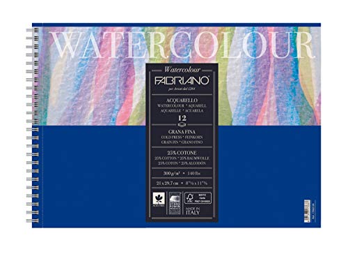 Honsell 17662129 - Fabriano Watercolour Aquarellkarton Spiralblock, 300 g/m², 21 x 29,7 cm, 12 Blatt, naturweiß, Feinkorn, säurefrei, samtartige Oberfläche Honsell 17662129 - Fabriano Watercolour Aquarellkarton Spiralblock, 300 g/m², 21 x 29,7 cm, 12 Blatt, naturweiß, Feinkorn, säurefrei, samtartige Oberfläche von Fabriano