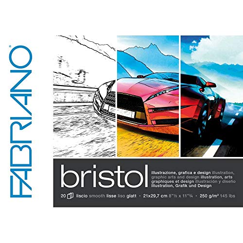 Honsell 19002129 - Fabriano Bristol Block, DIN A4, 250 g/m², 20 Blatt, ultraglatte Oberfläche, sehr radierfest, ideal für Illustrationen, Grafik und Design Honsell 19002129 - Fabriano Bristol Block, DIN A4, 250 g/m², 20 Blatt, ultraglatte Oberfläche, sehr radierfest, ideal für Illustrationen, Grafik und Design von Fabriano