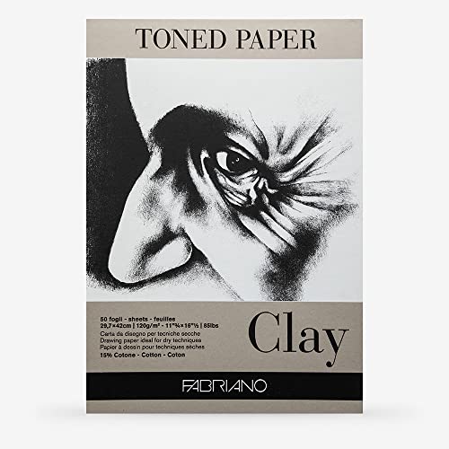 Fabriano Honsell 19100499 - Fabriano Toned Clay Zeichenblock, DIN A3, 50 Blatt, 120 g/m², graues Zeichenpapier mit 15 Prozent Baumwollanteil, natürliche Oberfläche, für alle Trockentechniken Fabriano Honsell 19100499 - Fabriano Toned Clay Zeichenblock, DIN A3, 50 Blatt, 120 g/m², graues Zeichenpapier mit 15 Prozent Baumwollanteil, natürliche Oberfläche, für alle Trockentechniken von Fabriano