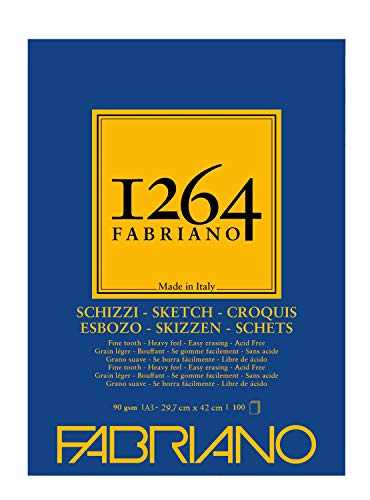 Honsell 19100633 - Fabriano Schizzi Skizzenblock 1264 kopfgeleimt, 90 g/qm, DIN A3, 100 Blatt Skizzenpapier in elfenbeinweiß, säurefrei, leicht gekörnt, für alle Trockentechniken Honsell 19100633 - Fabriano Schizzi Skizzenblock 1264 kopfgeleimt, 90 g/qm, DIN A3, 100 Blatt Skizzenpapier in elfenbeinweiß, säurefrei, leicht gekörnt, für alle Trockentechniken von Fabriano