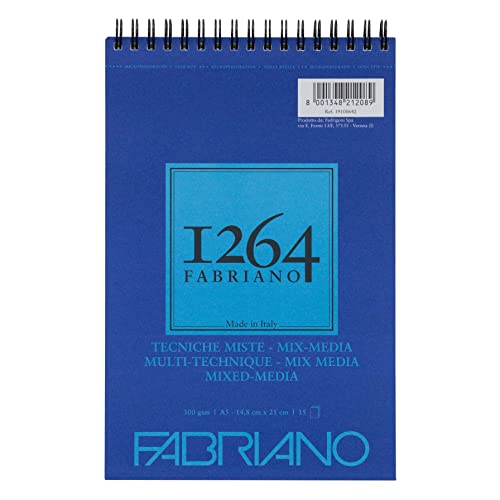 Honsell 19100642 - Fabriano Mix Media Spiralblock 1264, 300 g/qm, DIN A5, 15 Blatt naturweißes, mittelkörniges Papier, säurefrei, für alle vielfältige Techniken geeignet, Weiß Honsell 19100642 - Fabriano Mix Media Spiralblock 1264, 300 g/qm, DIN A5, 15 Blatt naturweißes, mittelkörniges Papier, säurefrei, für alle vielfältige Techniken geeignet, Weiß von Fabriano