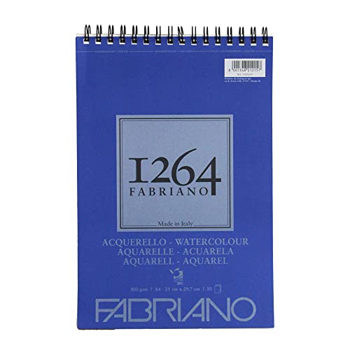 Honsell 19100649 - Fabriano Watercolour Zeichenblock mit Spiralbindung 1264, 300 g/qm, DIN A4, 30 Blatt naturweißes, satiniertes Papier mit mittlerer Körnung, säurefrei, für alle Trockentechniken Honsell 19100649 - Fabriano Watercolour Zeichenblock mit Spiralbindung 1264, 300 g/qm, DIN A4, 30 Blatt naturweißes, satiniertes Papier mit mittlerer Körnung, säurefrei, für alle Trockentechniken von Fabriano