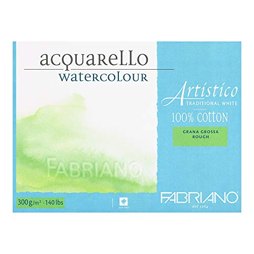 Honsell 30023551 - Fabriano Artistico Acquarello Watercolour, hochwertiger Künstler - Aquarellkarton, naturweiß, Grobkorn, ca. 35,5 x 51 cm, 15 Blatt 300 g/m² von Fabriano