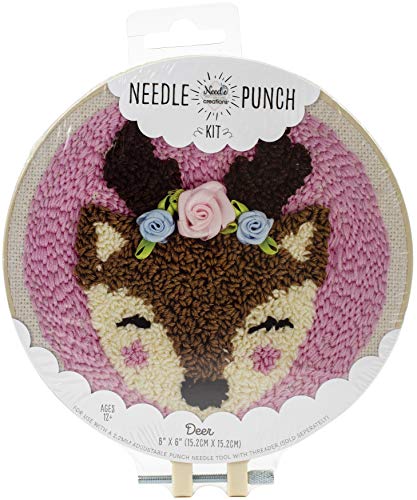 Fabric Editions 56123 Punch Needle KIT Deer, reh/hirsch, Einheitsgröße von Fabric Editions